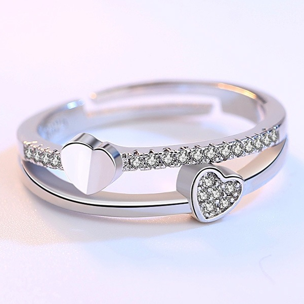 Anel feminino ajustável de abertura, anel de casal, Pavé espumante Gem masculino feminino estilo anel