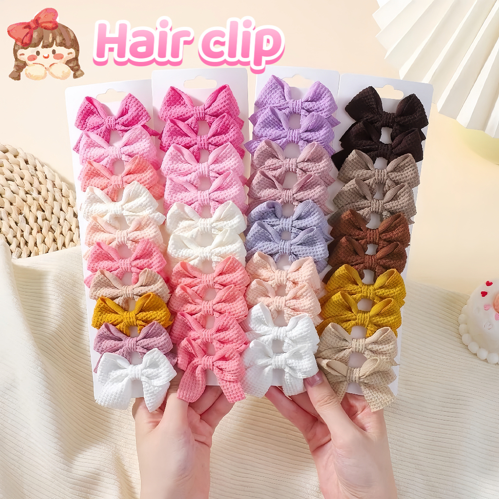 10 Pçs Doce Conjunto De Grampo De Cabelo Menina Arco Cor Sólida Milho Padrão Grampos Bonito Bowknot Hairpin Acessórios P