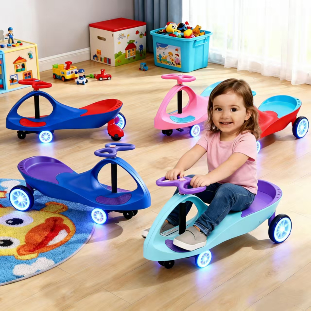 Carrinho de rolimã com Volante Giratório 360° - Rodas Silenciosas com LED - Segura, Anti-Volta 110kg