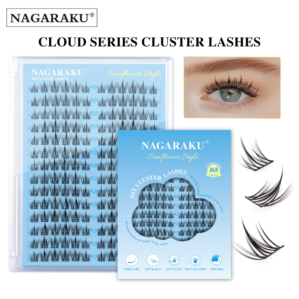 NAGARAKU DIY Cluster Lash Nuvem Série Natural Leve Macio Auto-Enxerto Pacotes Segmentados Confortáveis Suprimentos De Ma