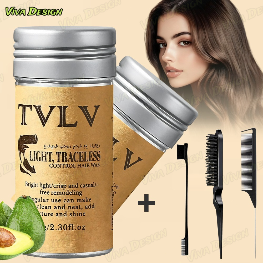 Bastão de Cera para Cabelo Anti-Frizz Frizzy Hair Tidying Creme Suavizante Styling Stick de Cera Inclui pente KIT3 em Oferta na Shopee