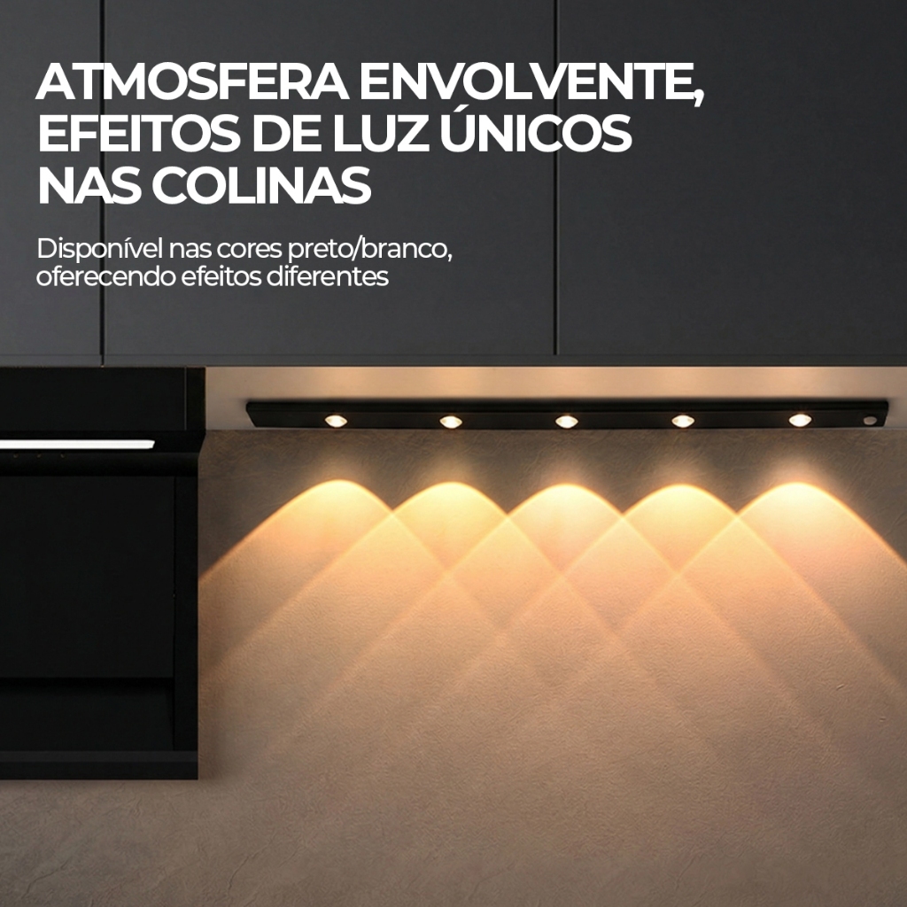 Luz Recarregável Ultrafina Do Sensor Gabinete Diodo Emissor De 60cm Com 3 Cores