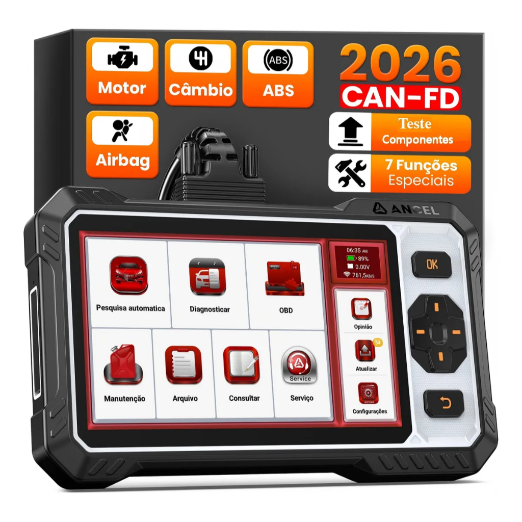 ANCEL FX6000 Scanner Obd2 Automotivo SRS ABS Bidirecional Atualizações Gratuitas Português