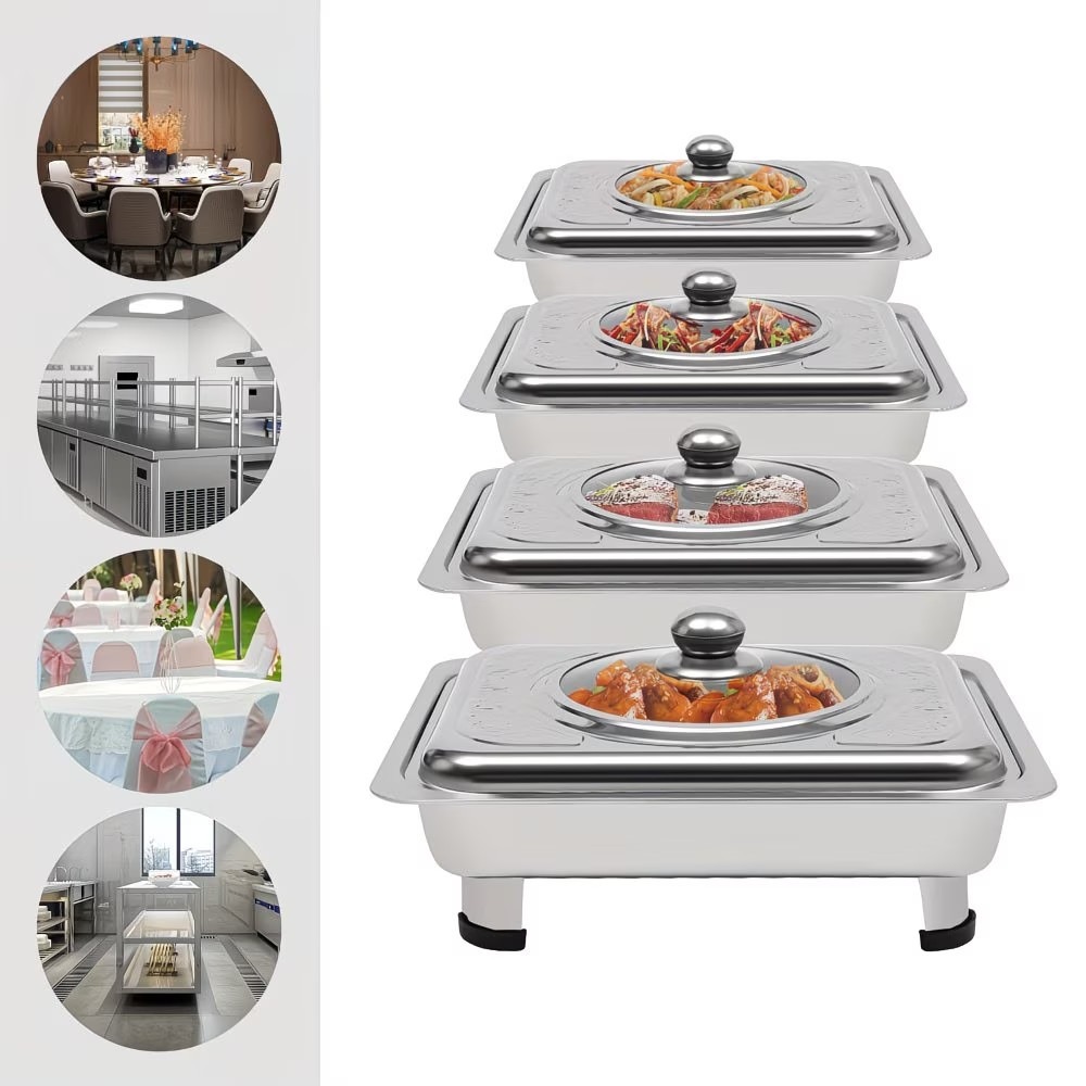 Travessa Servir Rechaud Leve Inox Tampa E Com Pé Buffet Mesa
