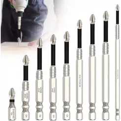 Kit 9 Ponta Bits Magnéticas K5 Ph2 Philips Alta Dureza e Resistencia Parafusadeira