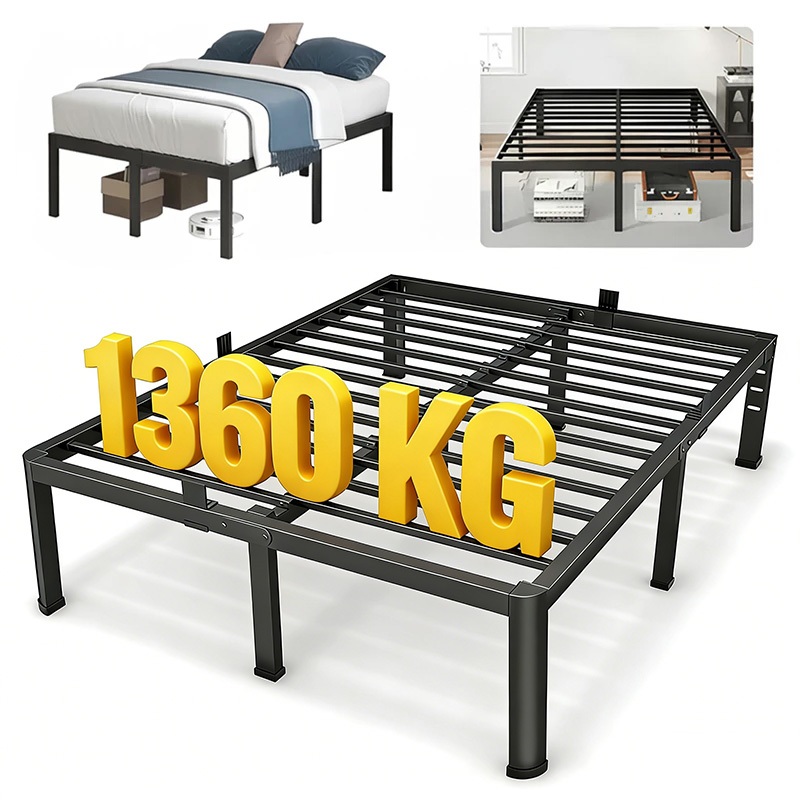 Estrado De Metal Para Cama De Casal Fácil De Instalar e Dobrável Com Suportes De Ripas De Aço