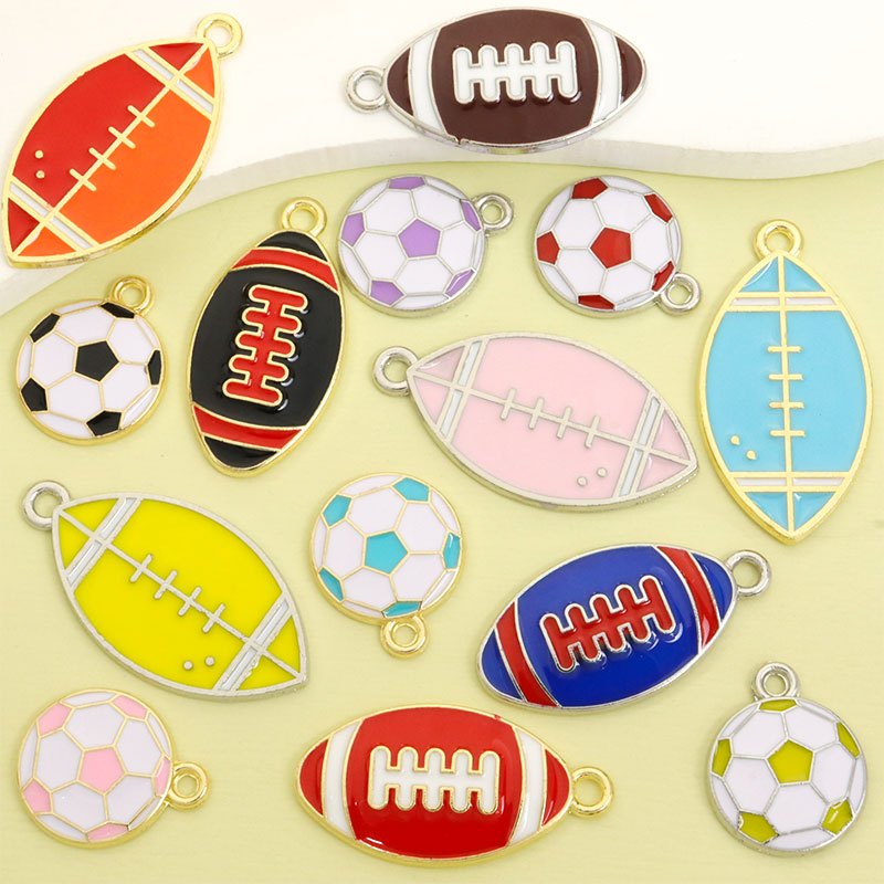 10 Peças Vários Estilos De Futebol/Rugby Design Gotejamento Liga De Óleo Amuletos Fãs Da Copa Do Mundo Colar Pulseira Ch