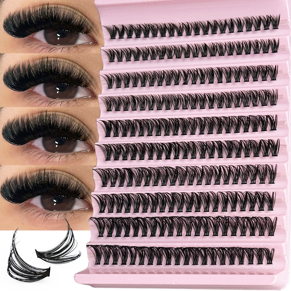 200 clusters De Cílios Grossos Segmentados , Tipo Curvado C/D , 8-16 Milímetros , Postiços De Enxerto Misto