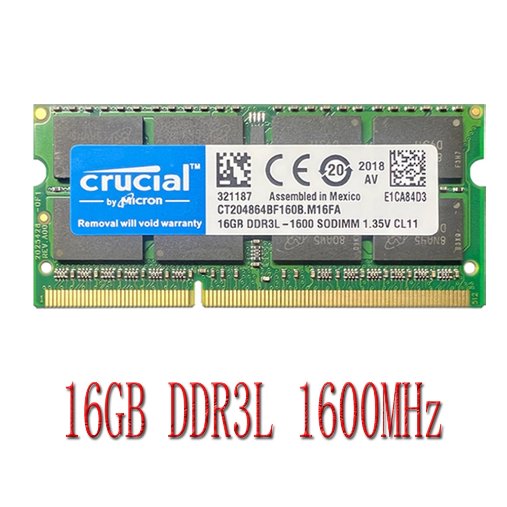 Memória Crucial DDR3 RAM 16GB DDR3L 1600MHz PC3L-12800S Portátil 1.35V Notebook SO-DIMM