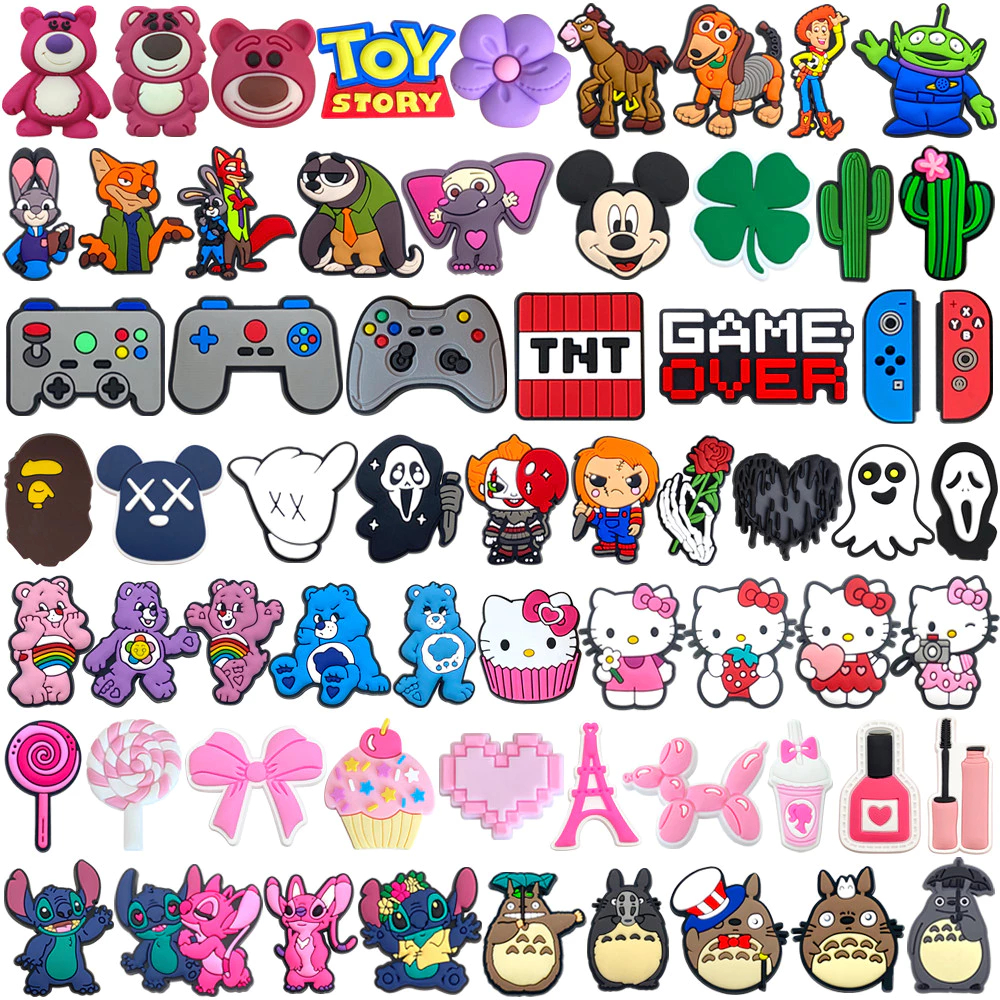 Quente 1 Pçs mix Desenhos Animados Sapatos Encantos Acessórios Decorar Chinelos Sandálias Fivela Presentes