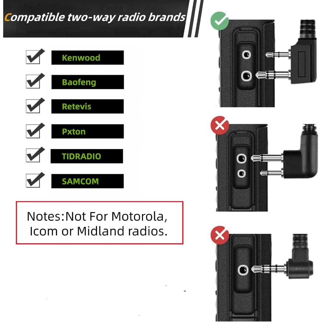 Fone De Ouvido Walkie Talkie Com Microfone Giratório Cancelamento De Ruído Suspenso Compatível Baofeng UV-5R BF-888s Ken — imagem 2 de 2