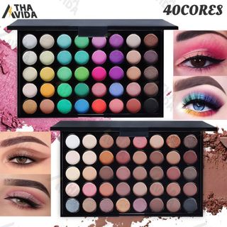 Paleta de Sombras com 40 Cores - Acabamento Matte e Shimmer, Alta Pigmentação, Efeito Esfumado e Longa Duração.-ATHA