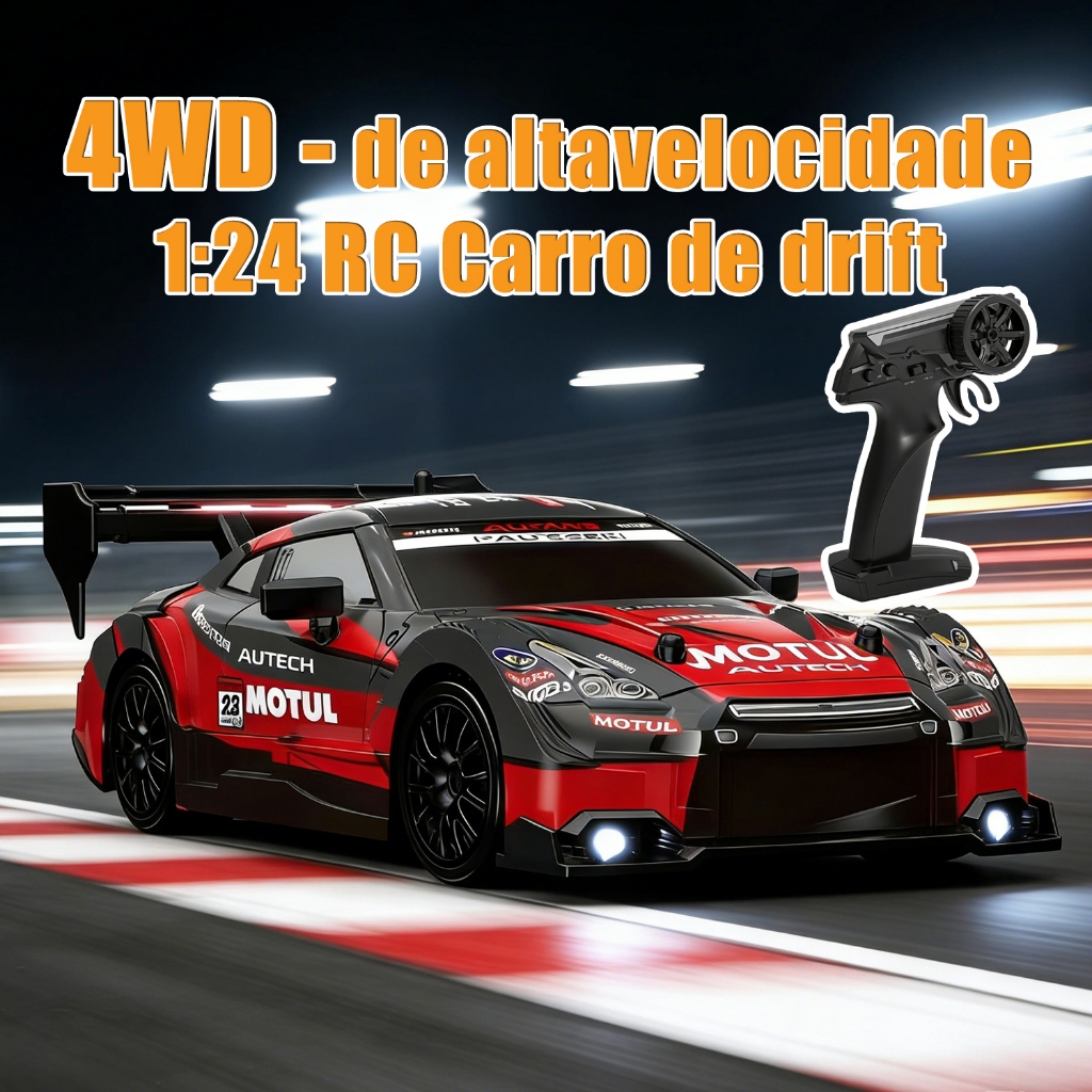 1:24 Drift Racing Car GTR , 2.4G 4WD-Drift Controle Remoto RC Full Scale Mustang Carro de corrida , Brinquedos de menino