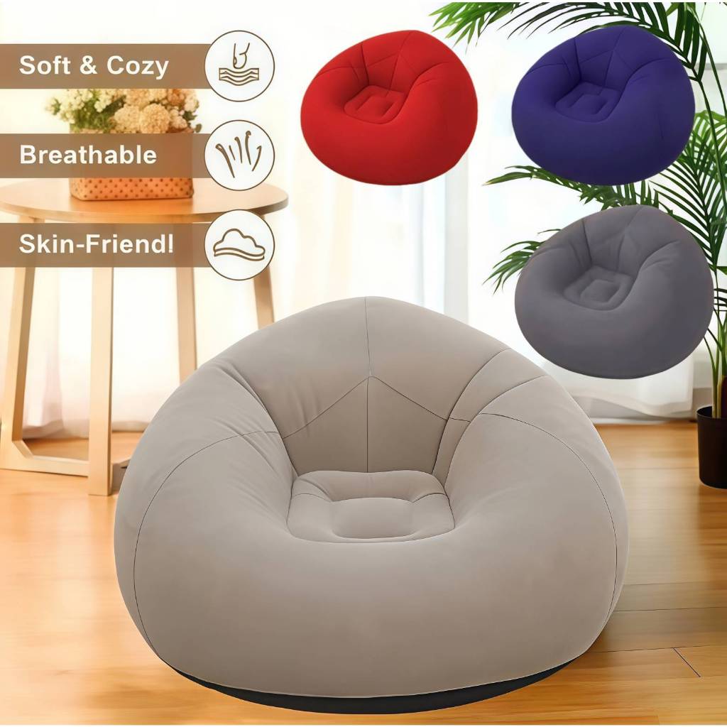 Poltrona Puff Inflável Descanso Casa Veludo Preguiçoso