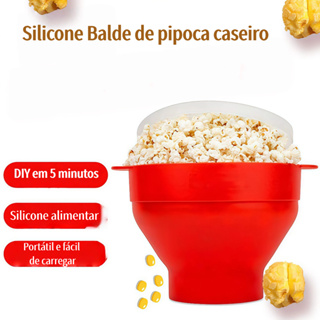 Pipoqueira Grande Para Micro-ondas Sem Óleo Balde Pipoca Silicone Redonda Com Tampa Livre BPA em Oferta na Shopee