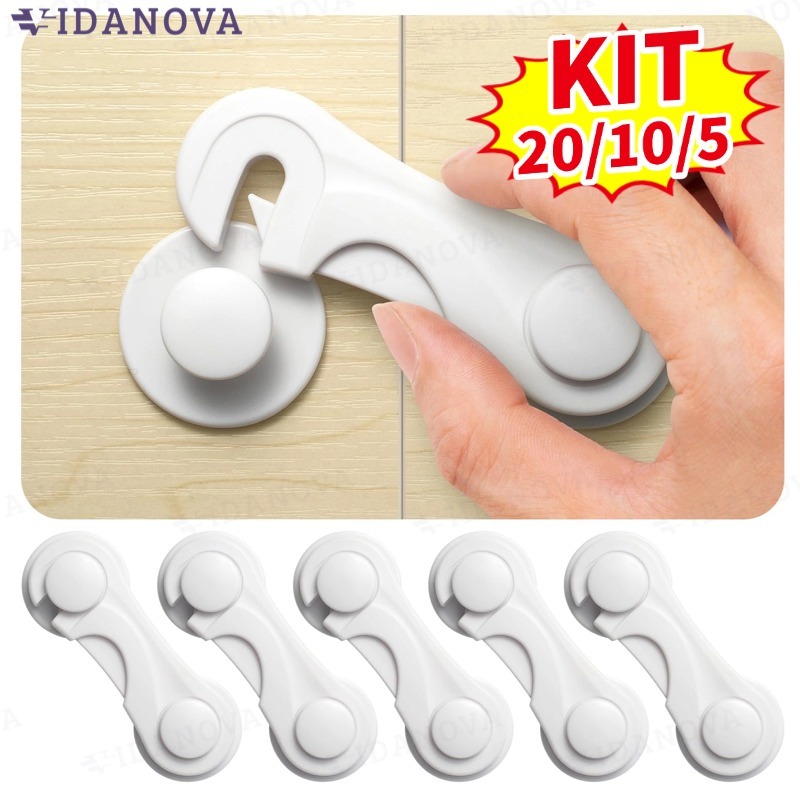 Kit 10 Travas Para Gaveta Porta Armário Segurança Bebê - Opção de cores-VN