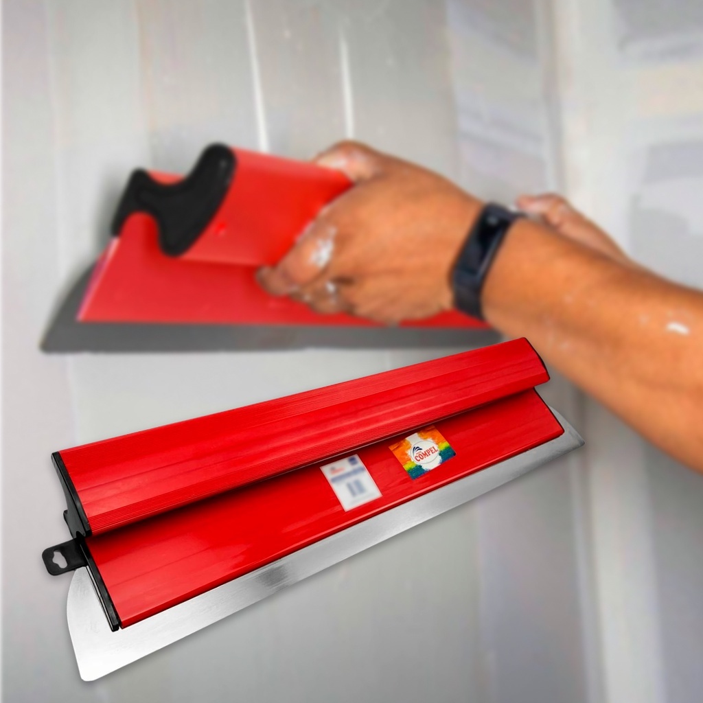 Desempenadeira Berox Compel 25/40/60cm Aço Inox com Lâmina Flexível Lisa Para Massa Corrida com Troca de Lâmina