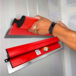 Desempenadeira Berox Compel 25/40/60cm Aço Inox com Lâmina Flexível Lisa Para Massa Corrida com Troca de Lâmina