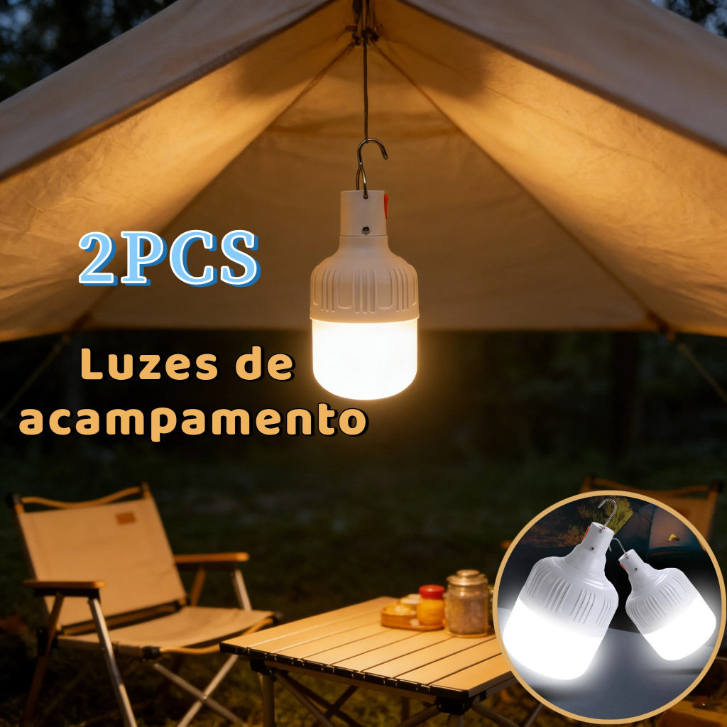 kit 2 Lâmpada Led Iluminação Para Acampamento Camping Pescaria Usb Lampião em Oferta na Shopee