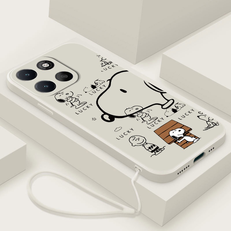 Capa Para Honor X8C X8b X6C X6B X8a X7b X6 X5b X6A Plus Fofa Snoopy De Borracha Líquida Fosca À Prova De Choque