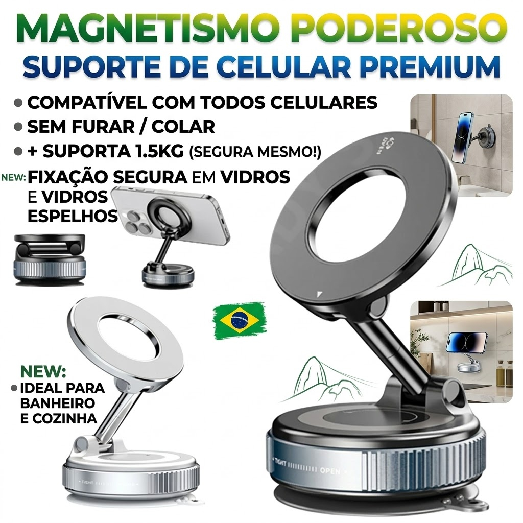 Suporte Celular Carro Magnético 360° Articulado Dobrável Painel Imã Forte [ENVIO RÁPIDO]