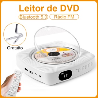 Leitor de DVD Multimídia com Bluetooth 5.0, Alto-falantes Estéreo, Leitor de USB, Rádio FM, Função A-B Repeat, CD Player em Oferta na Shopee