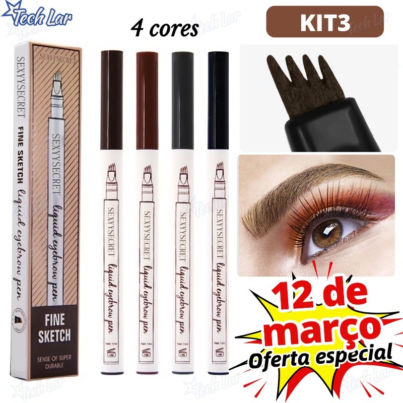 Kit 3 Caneta de sobrancelha Henna Microblading Fio a Fio À Prova D'Água Lápis com 4 Pontas em Oferta na Shopee