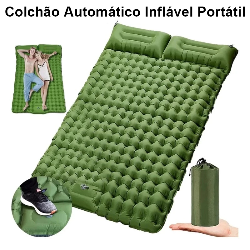Colchão Inflável Automático De Casal Sleeping Pad Ar Externo Portátil De Acampamento em Oferta na Shopee