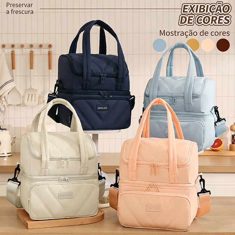 Grande saco de isolamento de camada dupla adequado para lancheira e lancheira adequado para trabalho e piquenique em Oferta na Shopee