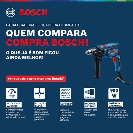 Parafusadeira e Furadeira de Impacto Bosch 1200W 220V Original — foto 2