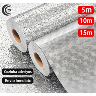 5/10/15 Metros Papel De Alumínio Rolo Adesivo Prova Da Agua Para Cozinha Adesivo Impermeável Protetor Fogão Armário em Oferta na Shopee