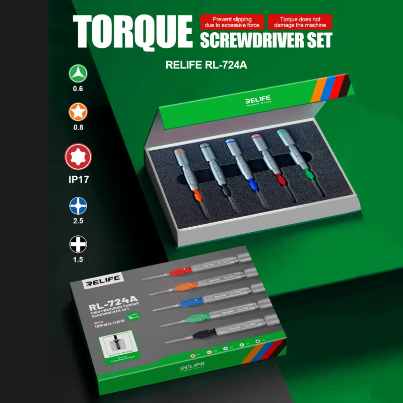 RELIFE RL-724A Conjunto De Chave De Fenda De Torque Para Reparo De Celular De Alta Precisão Desmontagem De Tela Não Prej