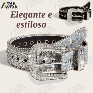 POOP Cintos Góticos De Rhinestone De Couro De PU Cowboy Ocidental Y2K Moda Para Meninas Jeans Cintos lindos para mulhere