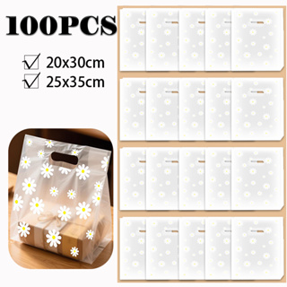 25/50/100 Pcs Sacolas de Presente PVC Transparentes com Estampa de Margaridas Reutilizáveis para Festas em Oferta na Shopee