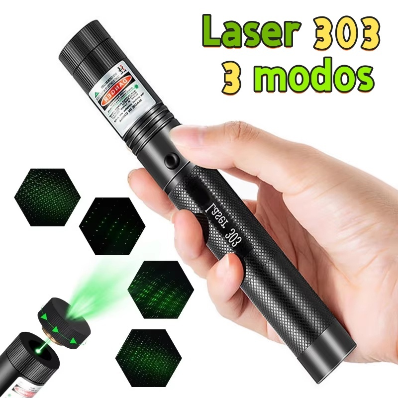 Caneta Laser Laser Pointer Verde com Bateria Recarregável com Chave de Segurança #Laser 303