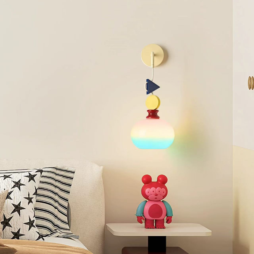 Memphis Estilo Bonito Gradiente LED Lâmpada De Parede Cabeceira Arandela Para Quarto Das Crianças Berçário Decoração Cas