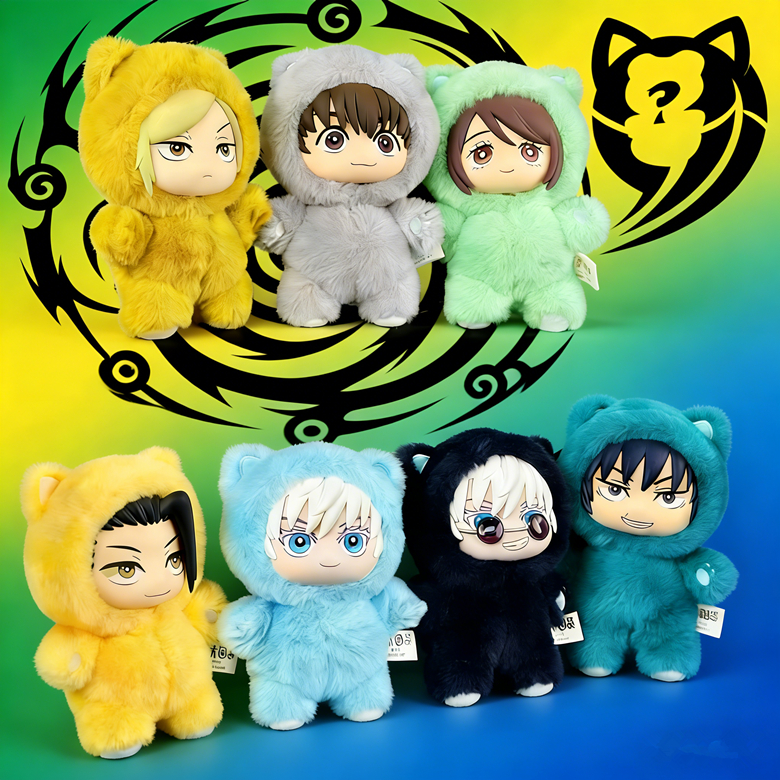 Chaveiro de Pelúcia Jujutsu Kaisen Blind Box Surpresa Gojo Satoru, Geto Suguru, Toji Fushiguro Colecionável