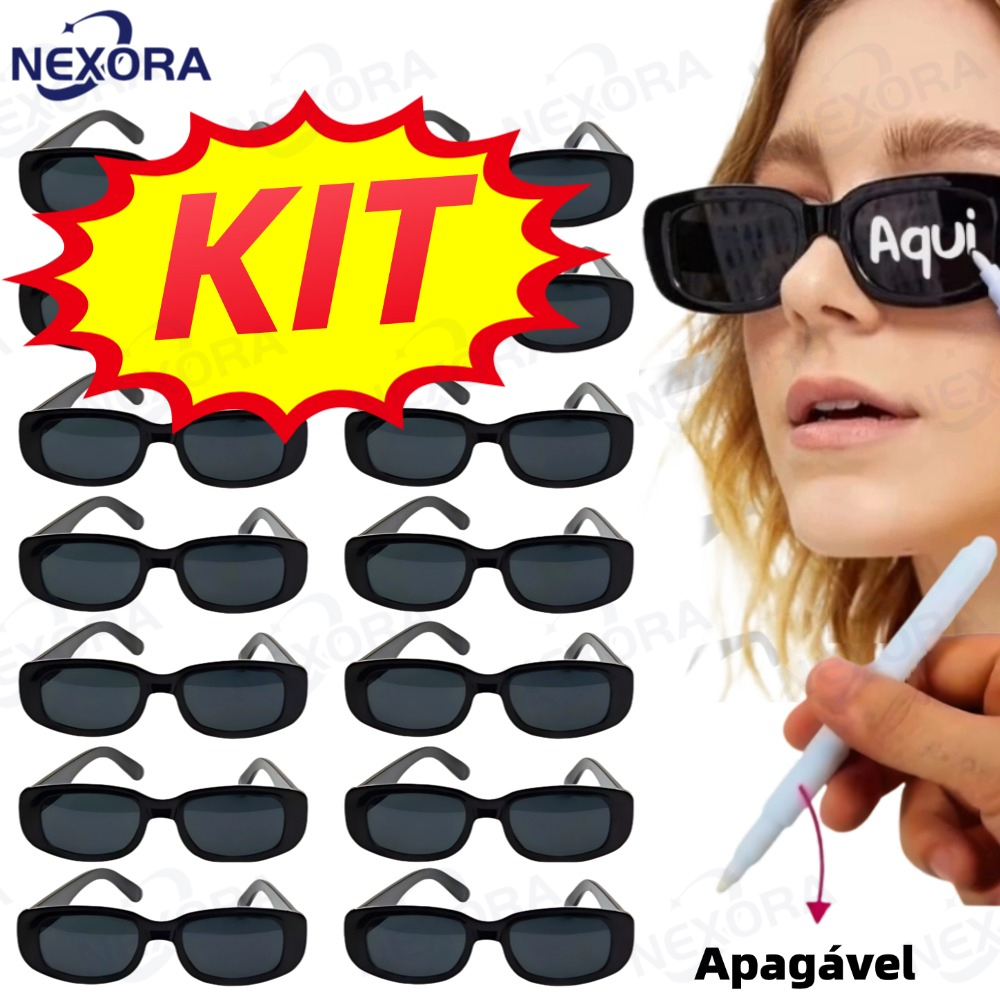 Kit 30/20/10/5 Oculos Vintage Retro Preto Liso + Caneta Giz Festa Casamento Festa  Formatura em Oferta na Shopee