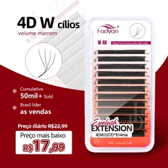 Fadvan 4D W Eyelash Extensão Fãs Falso Estilo Macio Vison Fácil De Enfeite marrom Cílios Naturais