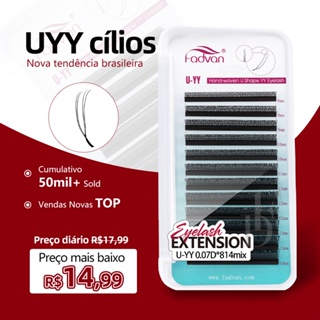 Cílios FADVAN em forma de U Forma de Cílios YY Extensão de Cílios 2D Y 3DYY Cílios de Volume Natural em Oferta na Shopee