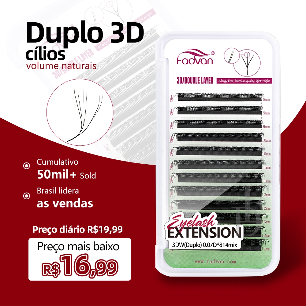 FADVAN Floração Automática W Shape 6D Duplo 3D Fãs Premade Extensões De Cílios Luz Natural Pestanas