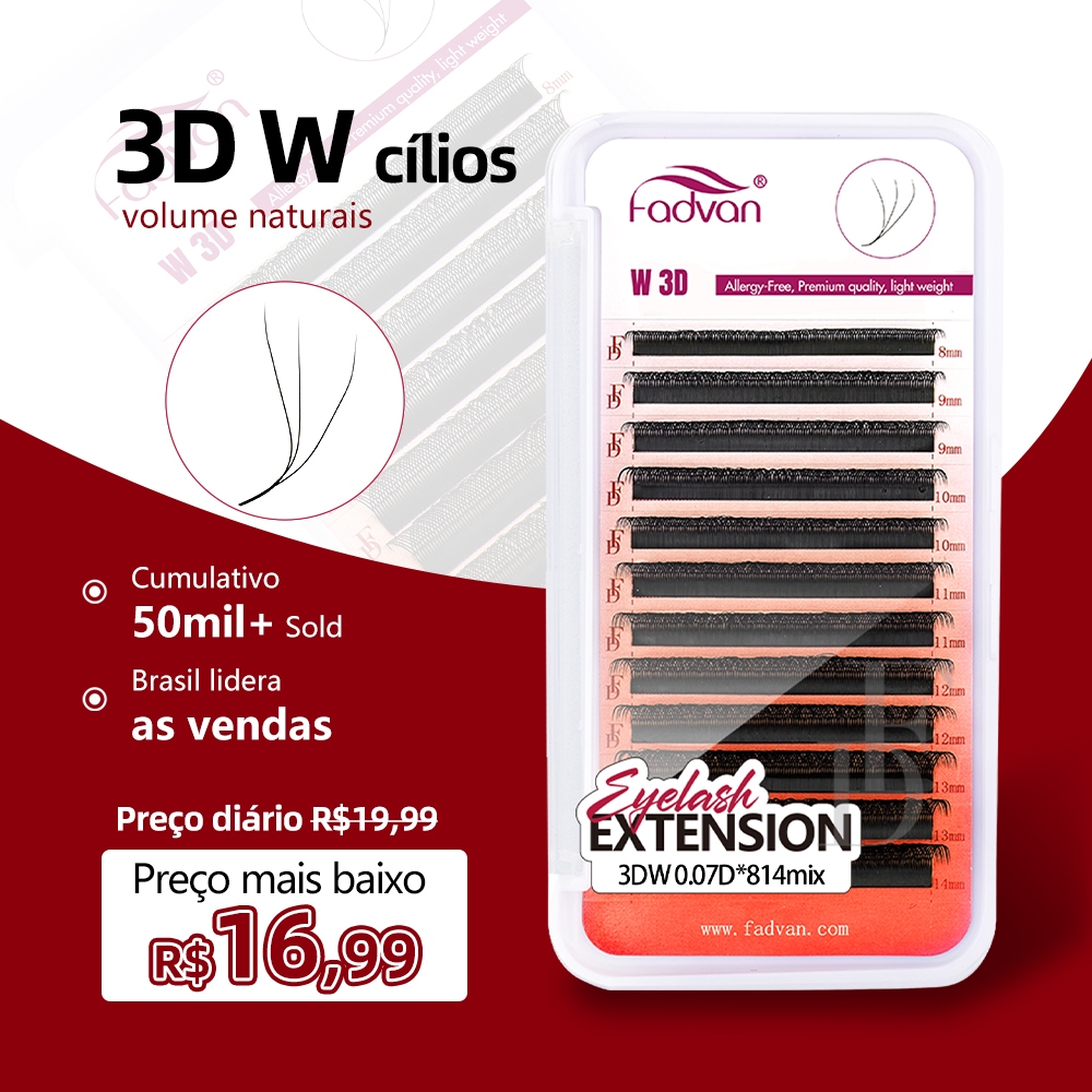 Fadvan W cílios 3D ventiladores de volume premade extensão de cílios fornece cílio naturais de vison