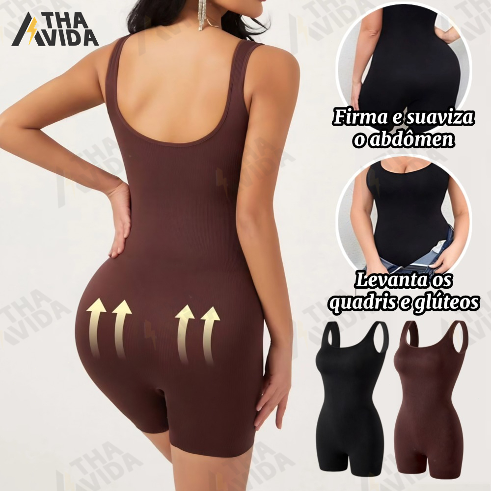 Macaquinho Feminino Canelado Curto Anarruga Ajustado Roupa Feminina Estilosa