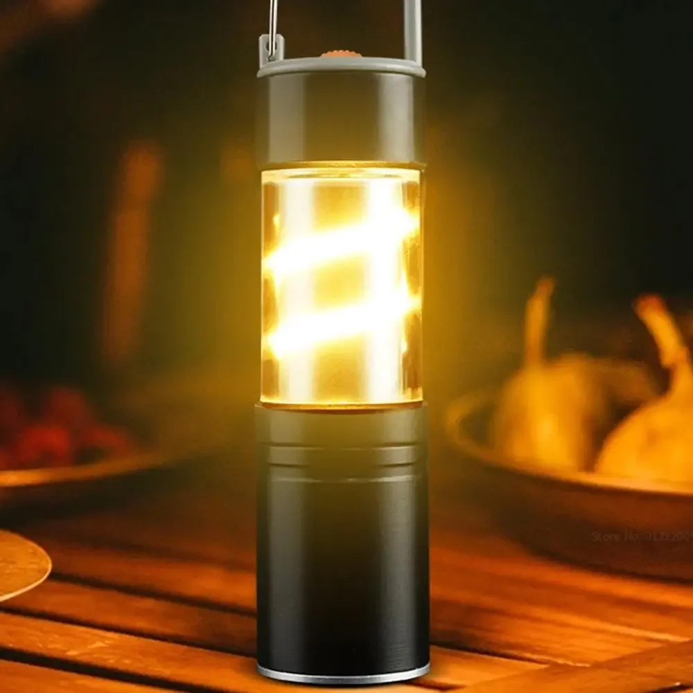 Liga De Alumínio EDC Lanterna Atmosfera Amarela Luz Suave Espiral Filamento Zoomable Tocha Snap Gancho 3600 Lumens Acamp