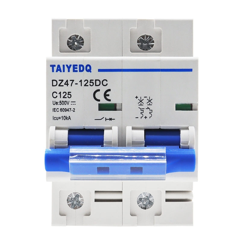 Disjuntor DC 2P 80A/100A/125A 500V Para Sistema De Painel Solar , Células Fotovoltaicas De Bateria RV DZ47-125DC