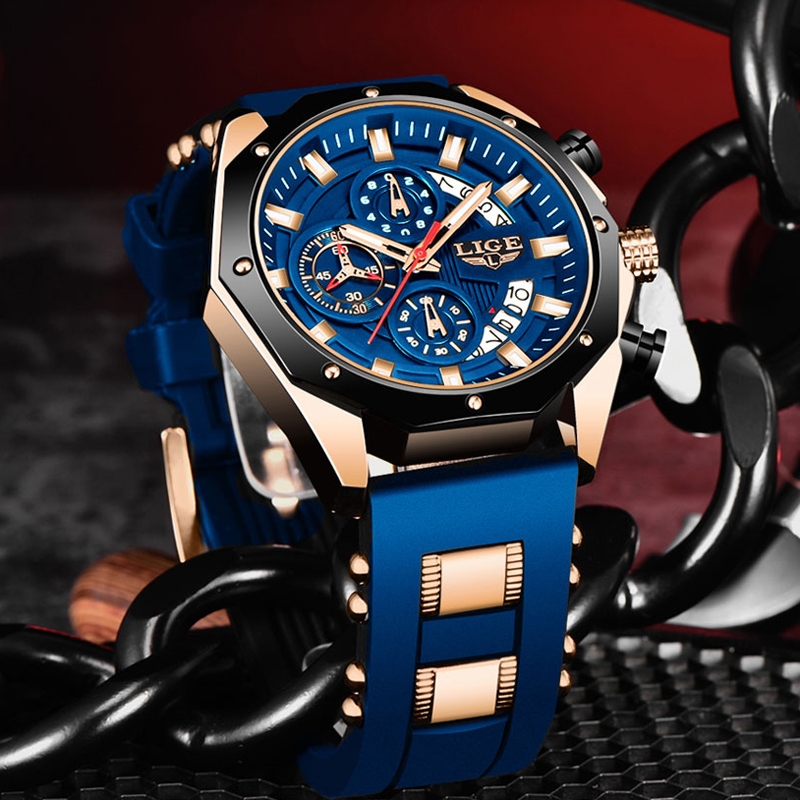 LIGE Relógios Dos Homens Relógio Marca De Luxo Da Moda Esporte À Prova D'água Do De Quartzo De Pulso Relogio Masculino