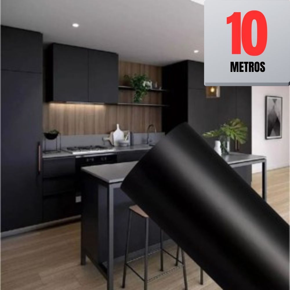 Papel Adesivo Preto 5 / 10 /15 ou 20 METROS X 45CM Adesivo Para Parede Moveis Geladeiras Eletrodoméstico em Oferta na Shopee