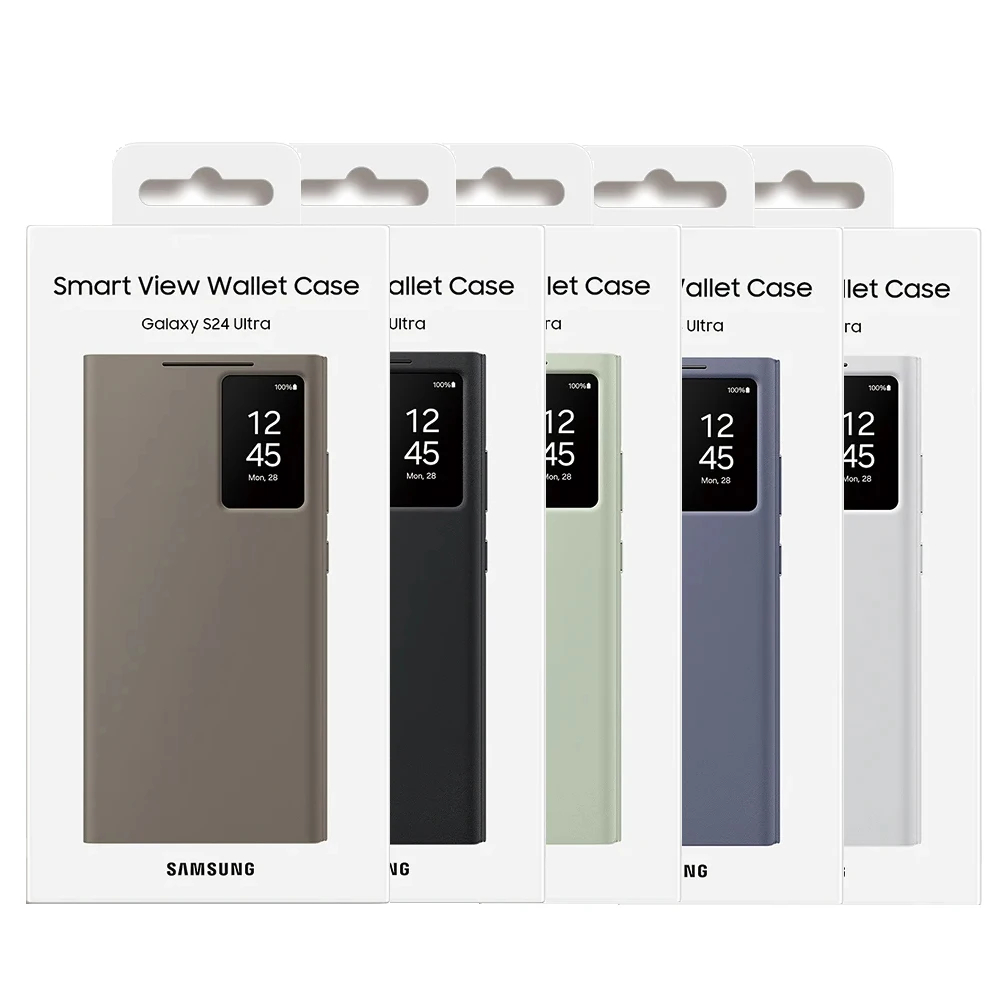 Original Smart View Carteira Flip Case Para Samsung Galaxy S24 Ultra S24Ultra SM-S928B Capa De Telefone De Couro