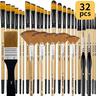 Kit 32 Pincéis para Pintura Artística – Acrílica, Tela e Óleo em Oferta na Shopee