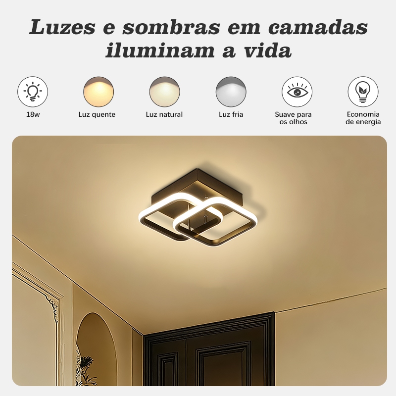 Luminária de Teto LED Moderna 3/1 Plafon Lustre para Quarto, Sala, Escritório, Cozinha e Corredor em Oferta na Shopee